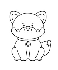 Cute dog line for coloring