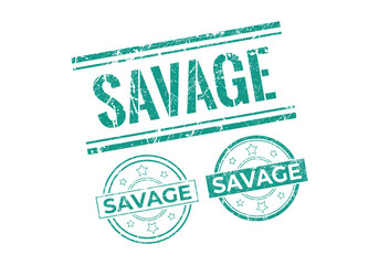 Savage Rubber sign or Stamp, Grunge rubber Stamp, Sale badge Vintage old texture