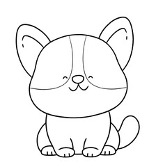 Cute dog line for coloring