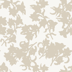 Neutral Colour Oriental Floral Seamless Pattern Design Background