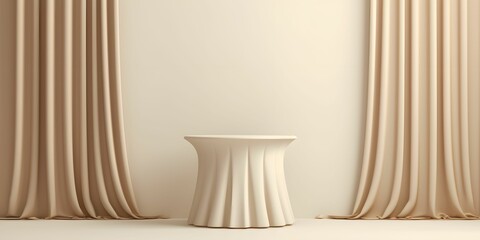Beige Podium Pedestal for Product Presentation. Display Podium. Generative AI