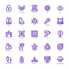 Security and Service Icon pack for your website design, logo, app, and user interface. Security and Service Icon basic line gradient design. Vector graphics illustration and editable stroke.