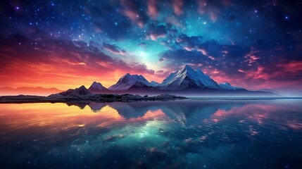 The purity of the sky and the blue color of the Milky Way over the sea, Generative AI