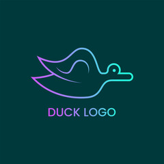 minimal duck line logo concept. gradient, modern style, clean, simple. used for logo, icon, symbol, sign