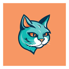 Fototapeta premium Cat shape mascot logo for animal health company.
