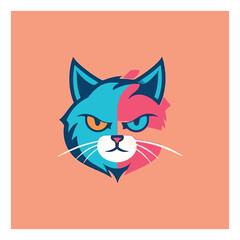 Cat shape mascot logo for animal health company.