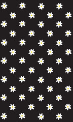 Fototapeta na wymiar Flower Pattern, White Flower seamless, Flower Black Backgrounds, Flower Wallpaper Love Cards Vector Stock Vector Illustration. 