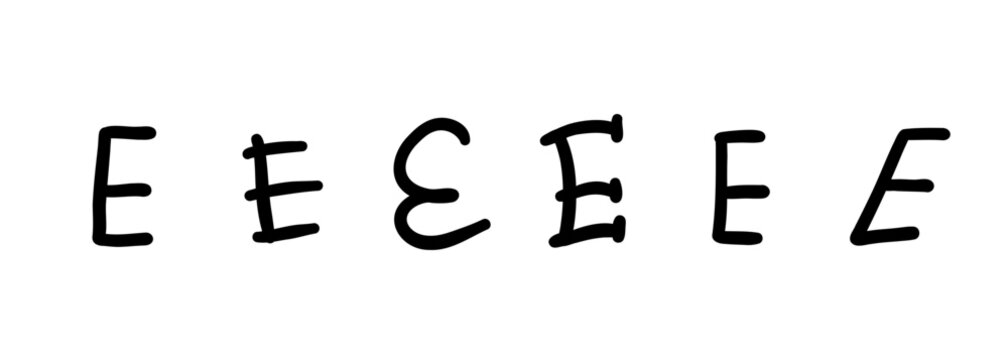 Childlike simple black english latin M alphabet letter symbol. Vector illustration in hand drawn doodle style isolated on white background. For kids book, learning, card, decorating, logo.