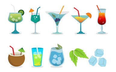 Set of cocktail vector illustration