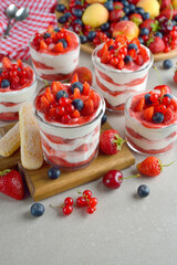 Strawberry tiramisu in a glass