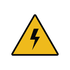 electric shock warning hazard symbol vector icon, high voltage sign