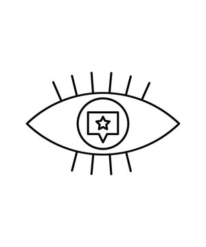 eye with chat icon, vector best line icon.