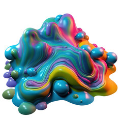 abstract art elements made of slime and liquid, chaotic shapes, plastic, artificial, iridescent neon vivid colors, abstract modern contemporary art,holographic surrealism, AI-generated