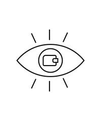 eye with wallet icon, vector best line icon.
