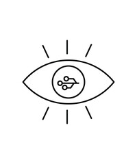 eye with technology icon, vector best line icon.
