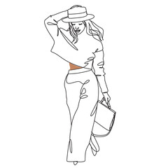 Abstract Woman one line illustration. 