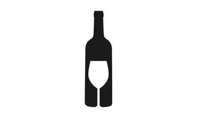 Glass and bottle of wine icon logo