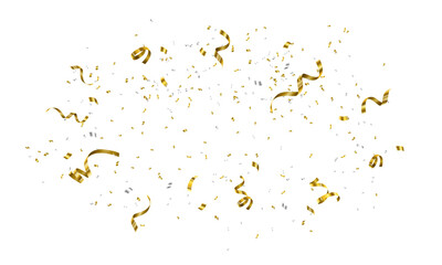 Golden confetti isolated on a white background. Vector template for your holiday, party, festival or birthday.