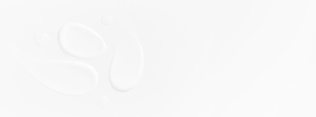 Strokes of white cream and transparent gel in the form of a composition. On a light background