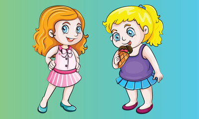 two girls in pink