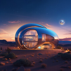 Future house on a distant planet Generative AI artwork 