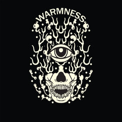illuminati flames of freedom burning skull vector illustration design for t shirts and branding
