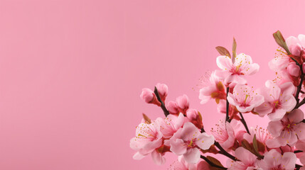Fototapeta na wymiar Spring flowers background with pink blossom