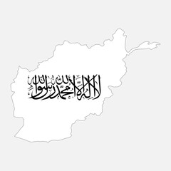 Afghanistan map silhouette with flag  isolated on white background
