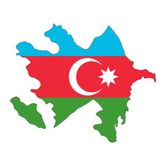 Azerbaijan map silhouette with flag isolated on white background