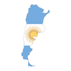 Argentina map silhouette with flag isolated on white background