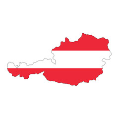 Austria map silhouette with flag isolated on white background