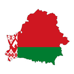 Belarus map silhouette with flag isolated on white background