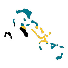 Bahamas map silhouette with flag isolated on white background