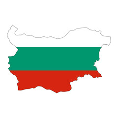 Bulgaria map silhouette with flag  isolated on white background