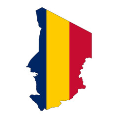 Fototapeta premium Chad map silhouette with flag isolated on white background