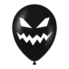 Halloween black balloon illustration with scary and funny face