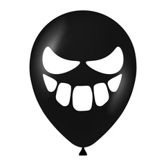 Halloween black balloon illustration with scary and funny face