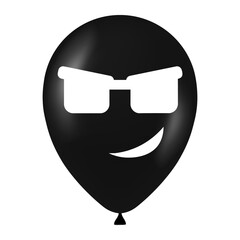 Halloween black balloon illustration with scary and funny face