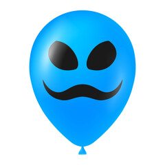 Halloween blue balloon illustration with scary and funny face