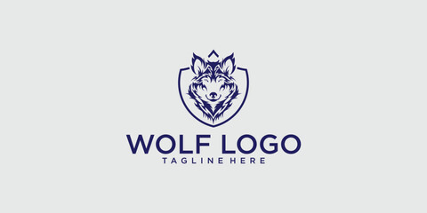 Simple head wolf logo design with unique concept| premium vector