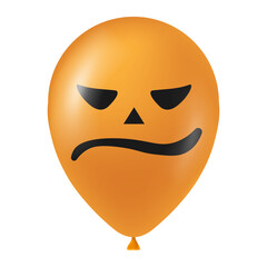 Halloween orange balloon illustration with scary and funny face