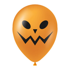 Halloween orange balloon illustration with scary and funny face