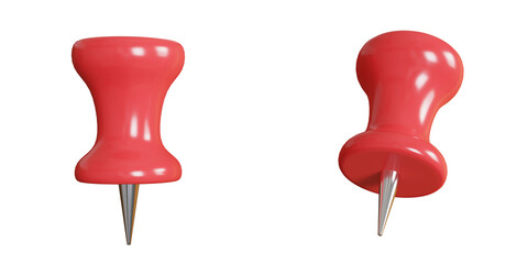 3d render red pin icon on transparent background