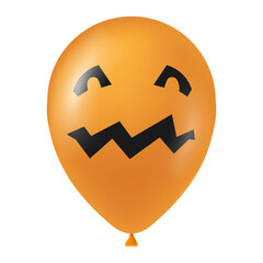 Halloween orange balloon illustration with scary and funny face