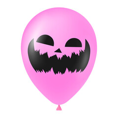 Halloween pink balloon illustration with scary and funny face
