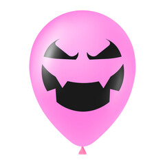 Halloween pink balloon illustration with scary and funny face