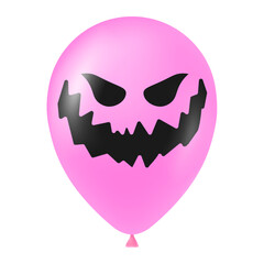 Halloween pink balloon illustration with scary and funny face