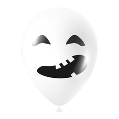 Halloween white balloon illustration with scary and funny face