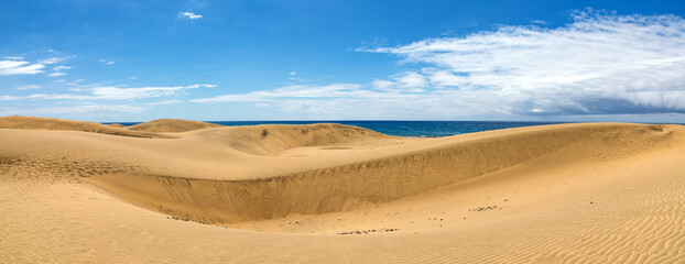 Gran Canaria und die Dünen von Maspalomas auf der kanarischen Insel. Die Küste des Atlantiks,...