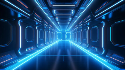 neon electric vibe 3d illustration gaming tunnel future technology corridor dark night